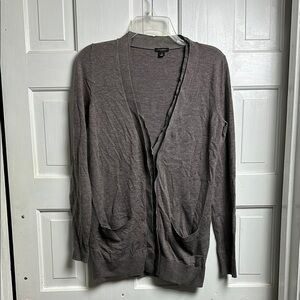 Ann Taylor Womens Small Gray Merino Wool Blend Long Cardigan